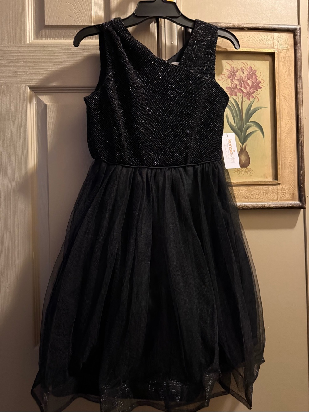 Kensie Girl Black Sparkle Tulle Dress